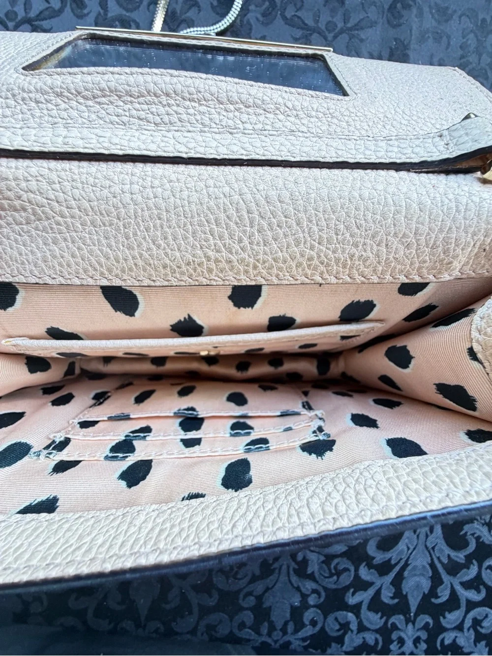 Kate Spade NY Pebbled Leather Crossbody Purse Blush Nude Gold Chain Bag
